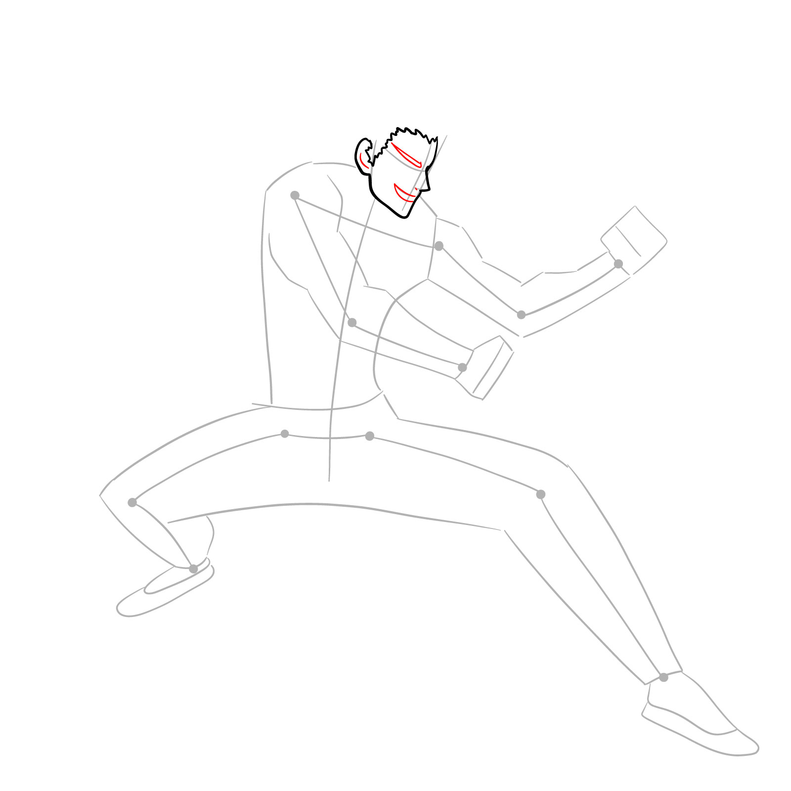 How to draw Garou in action pose from One Punch Man - step 06