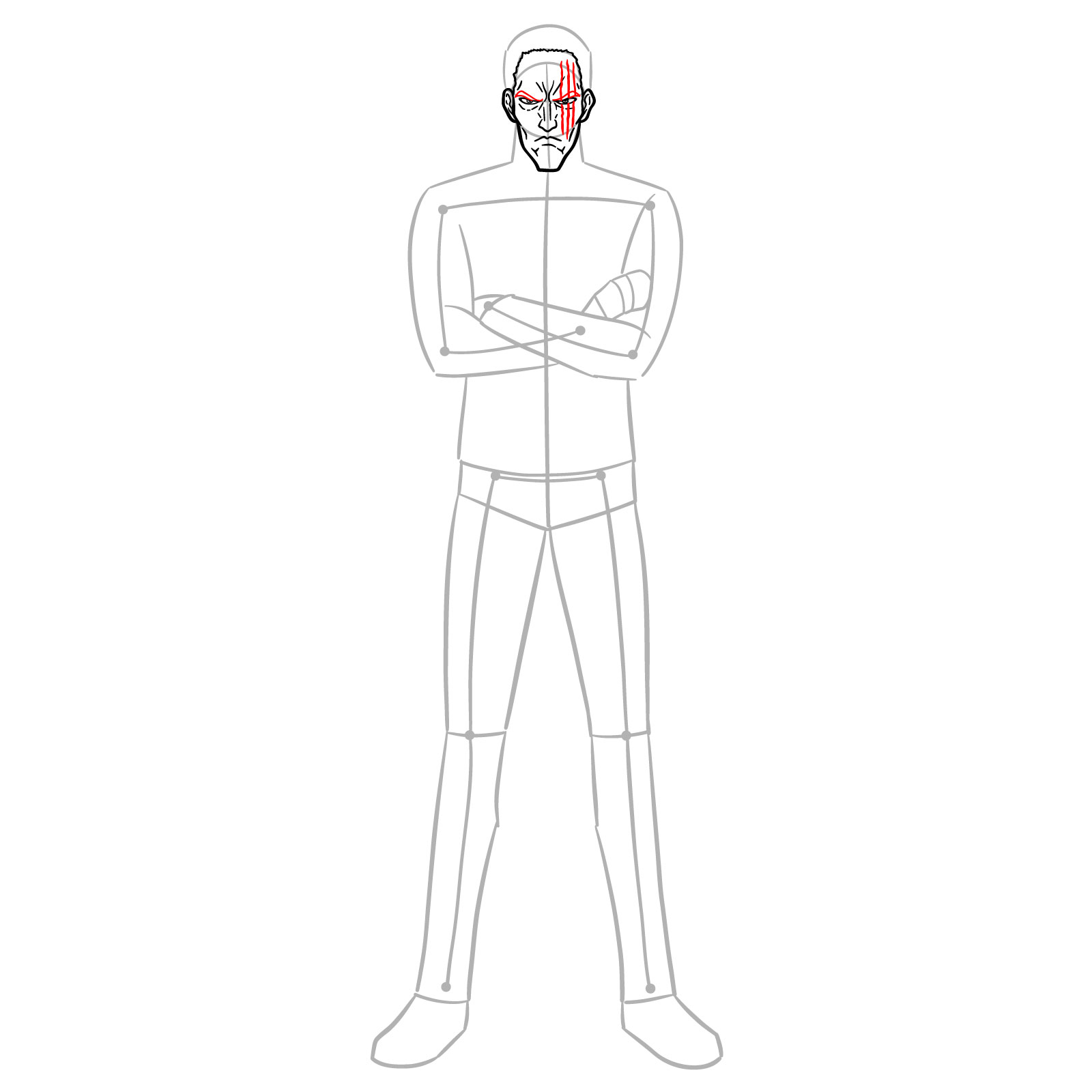 How to Draw King from One-Punch Man - step 08