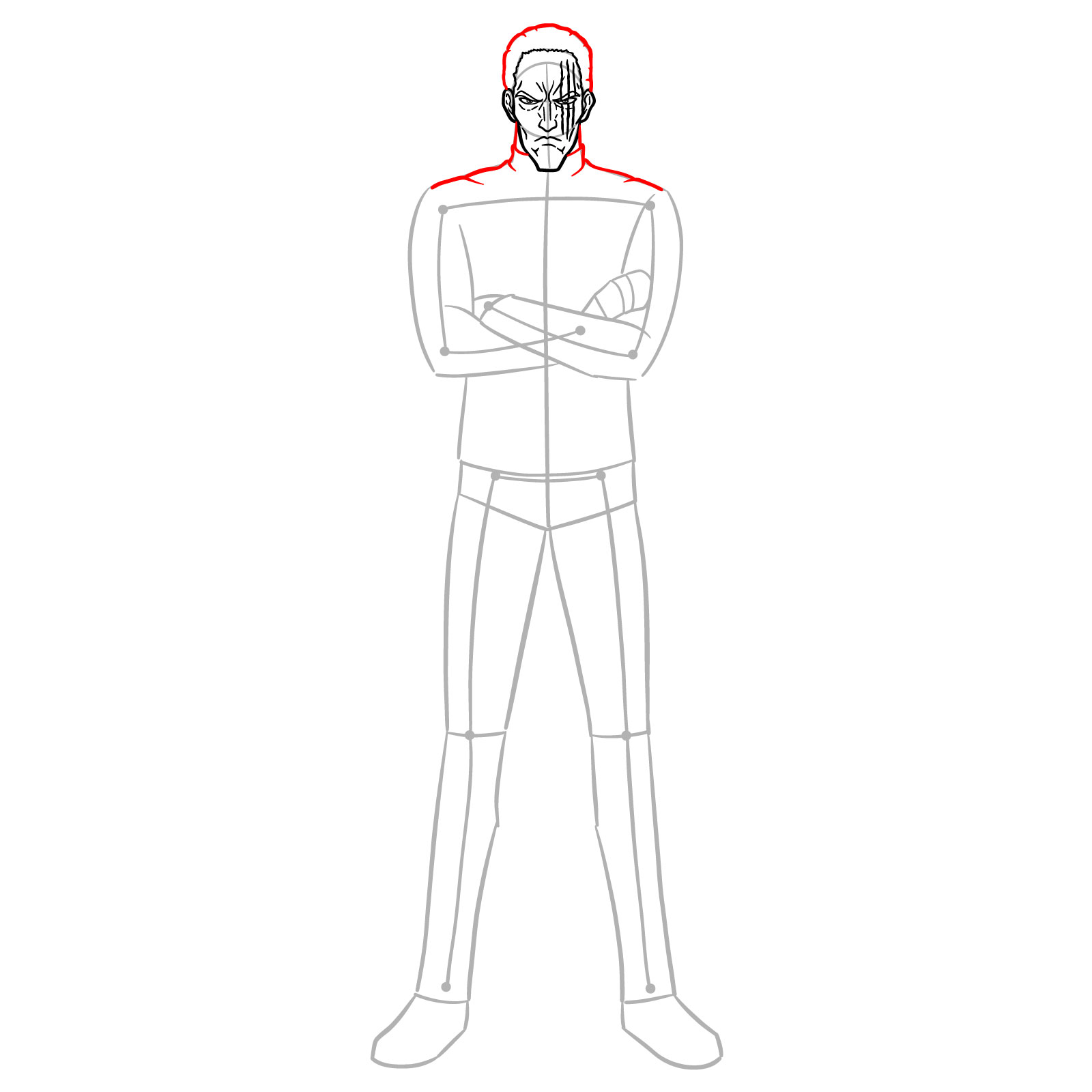 How to Draw King from One-Punch Man - step 09