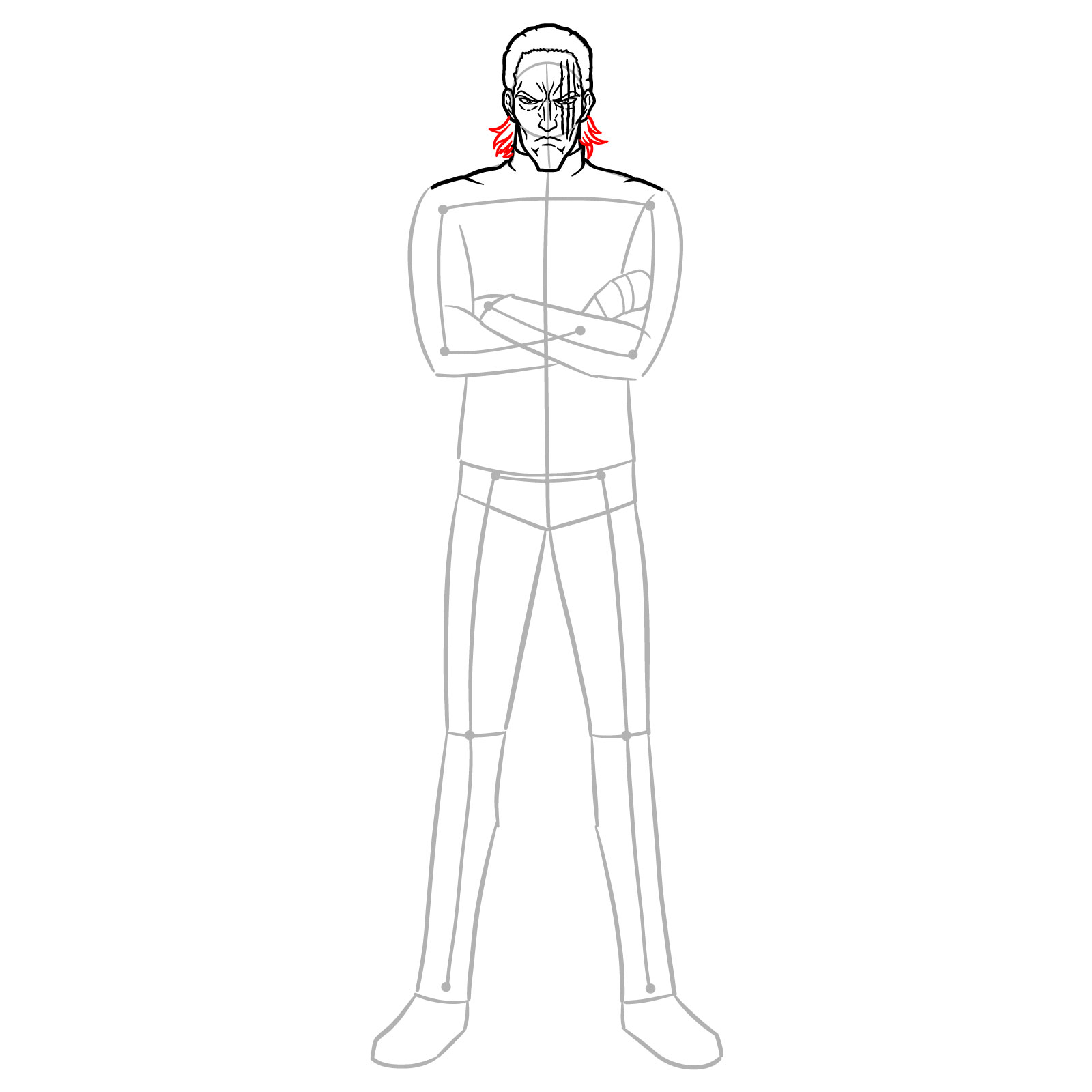 How to Draw King from One-Punch Man - step 10