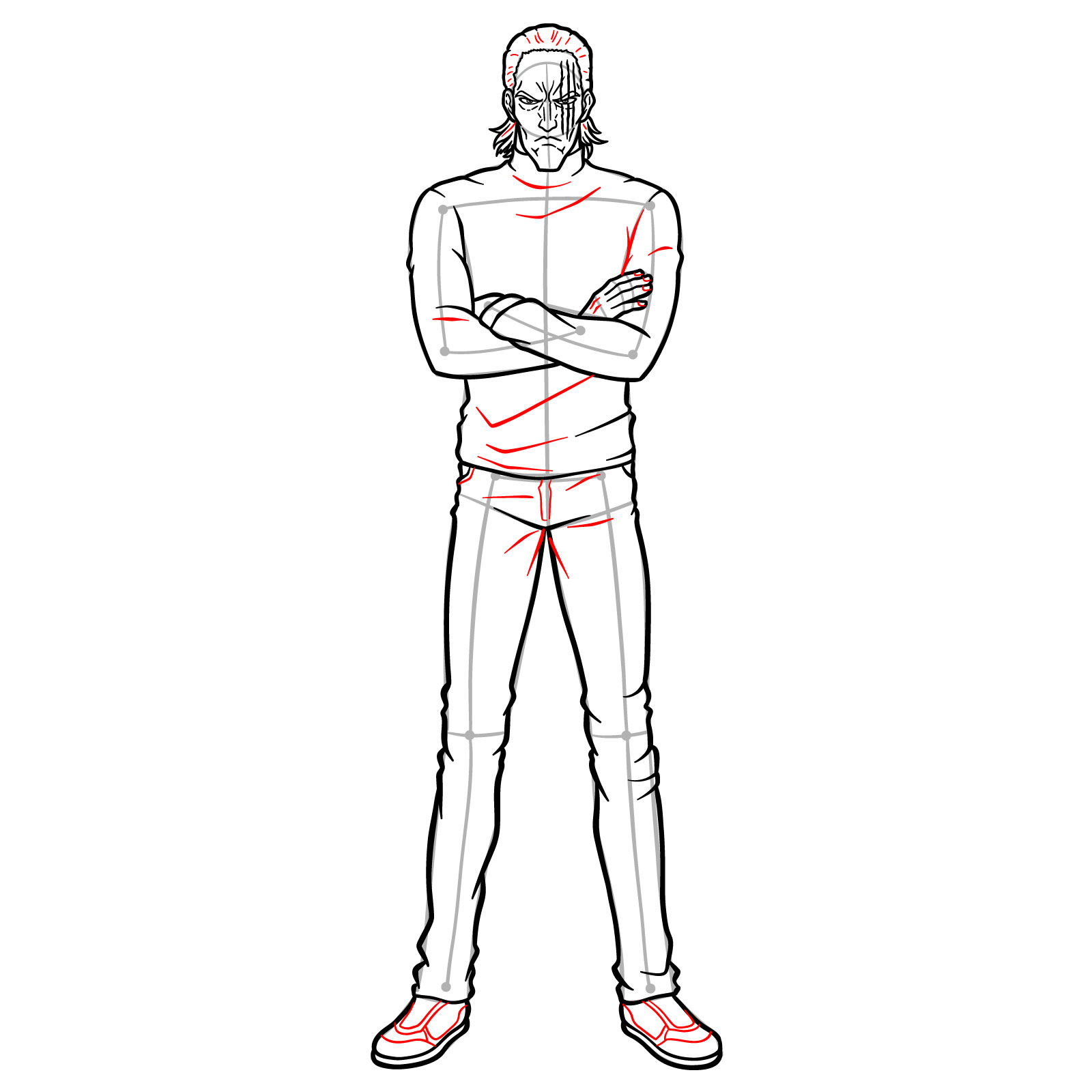 How to Draw King from One-Punch Man - step 18