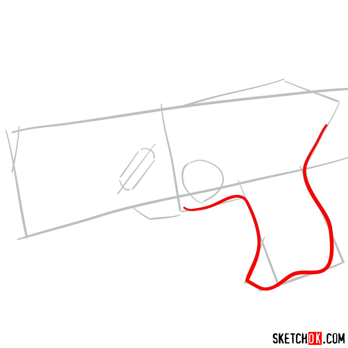 How to draw The Dominator gun | Psycho Pass - step 03