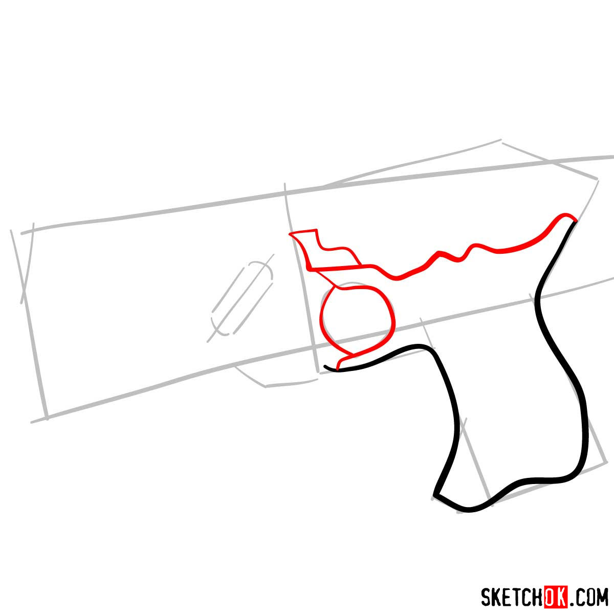 How to draw The Dominator gun | Psycho Pass - step 04