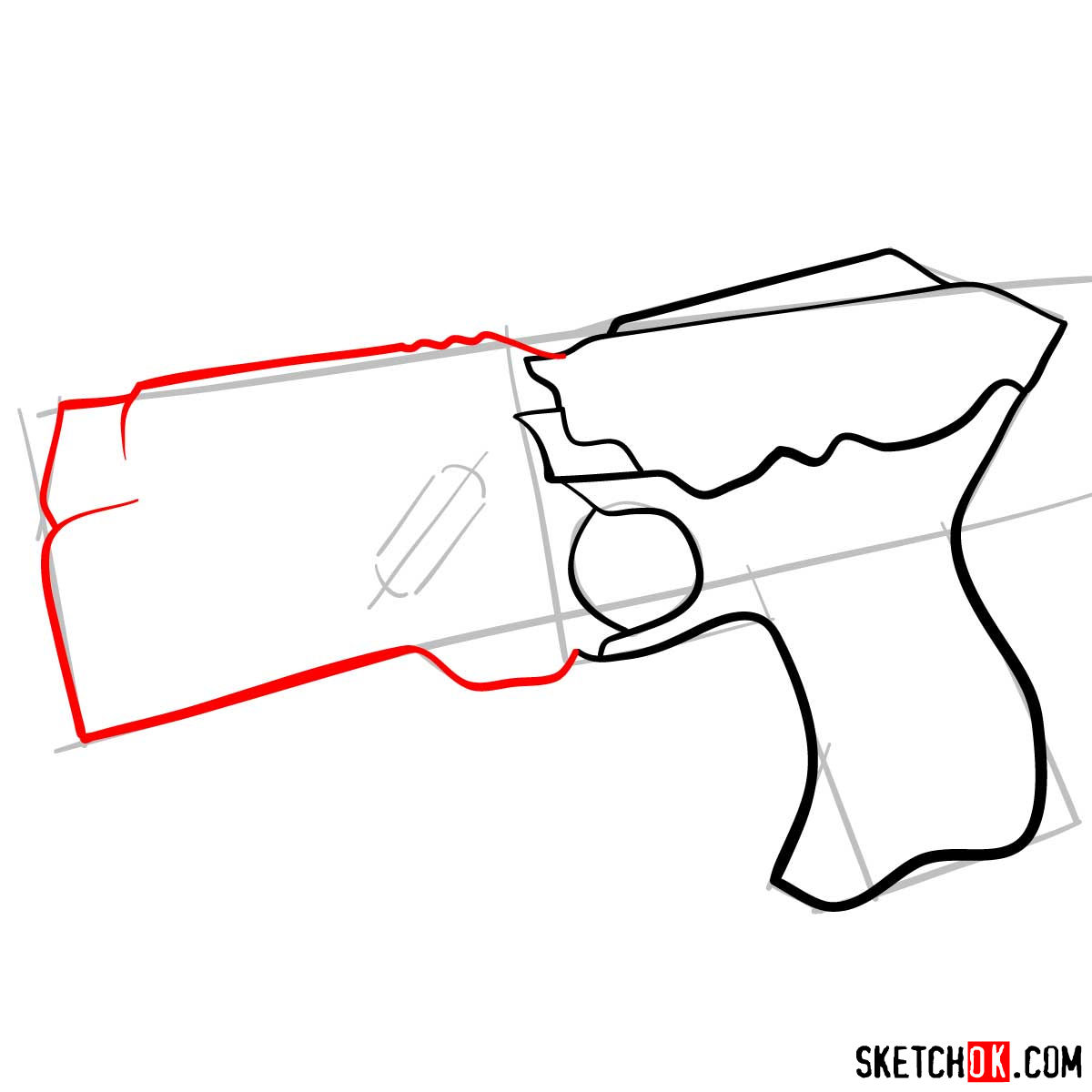 How to draw The Dominator gun | Psycho Pass - step 06