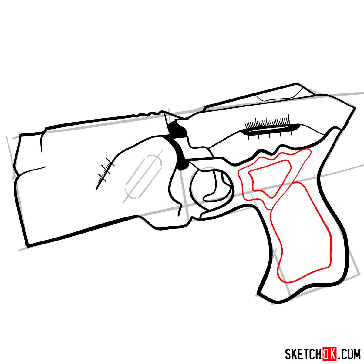 How to draw The Dominator gun | Psycho Pass - step 09
