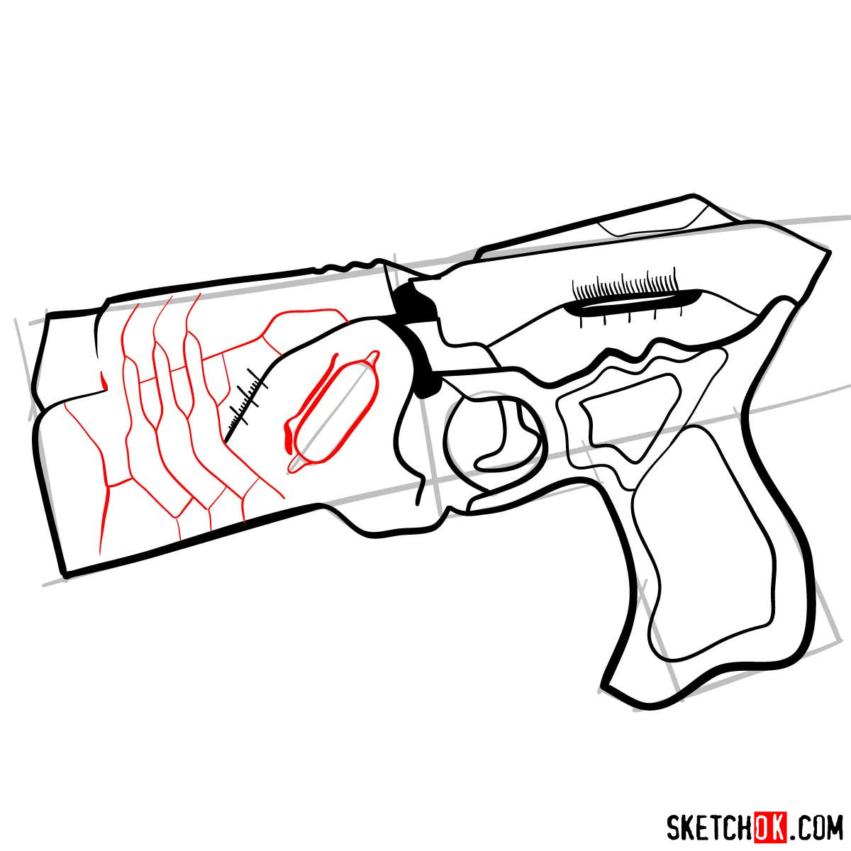 How to draw The Dominator gun | Psycho Pass - step 10