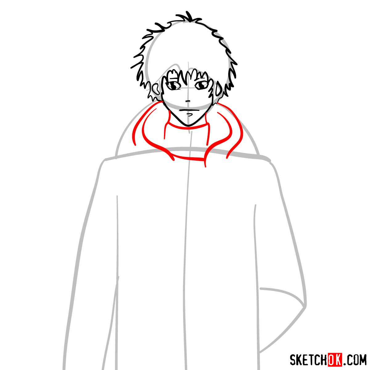 How to draw Kirito Kamui | Psycho Pass - step 05