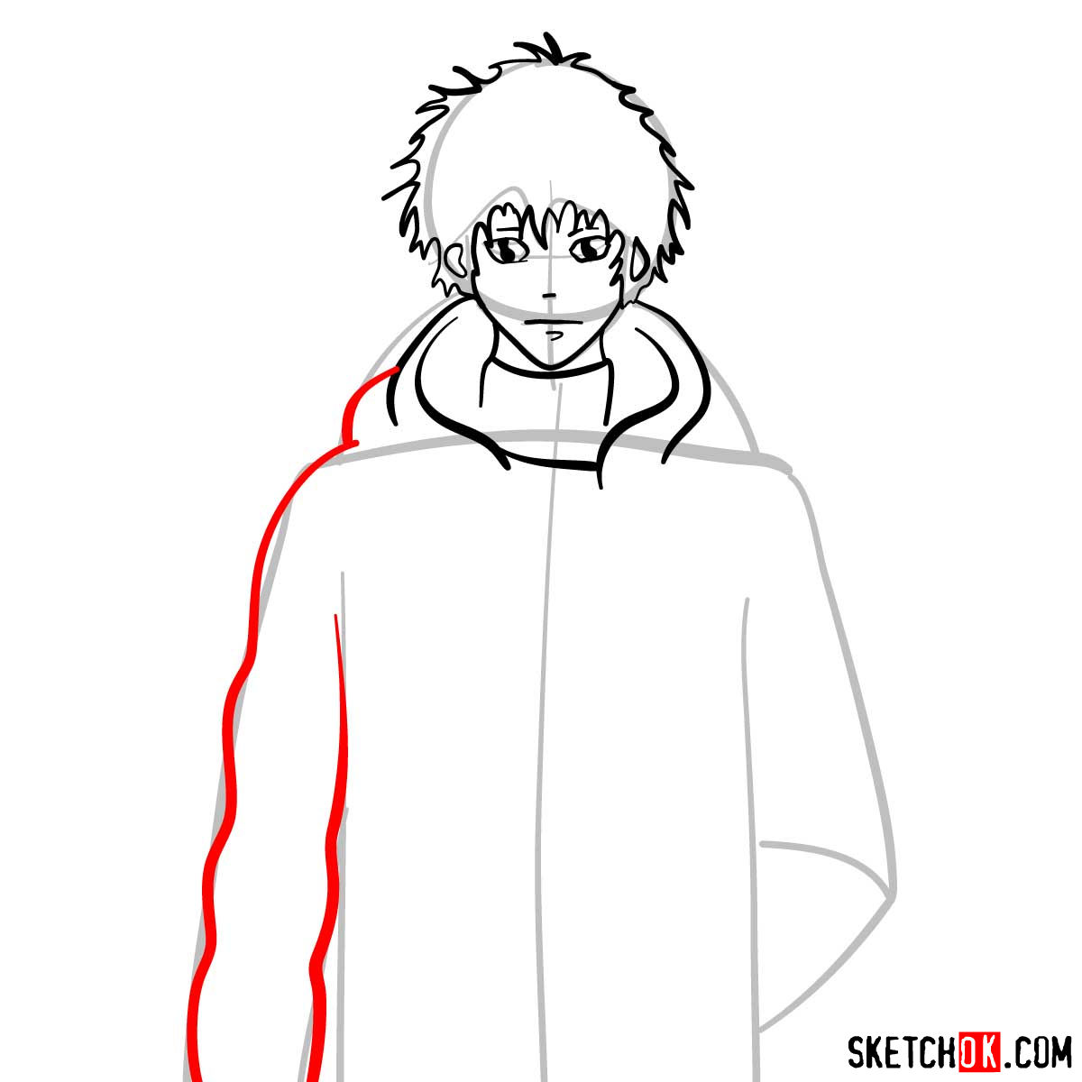 How to draw Kirito Kamui | Psycho Pass - step 06