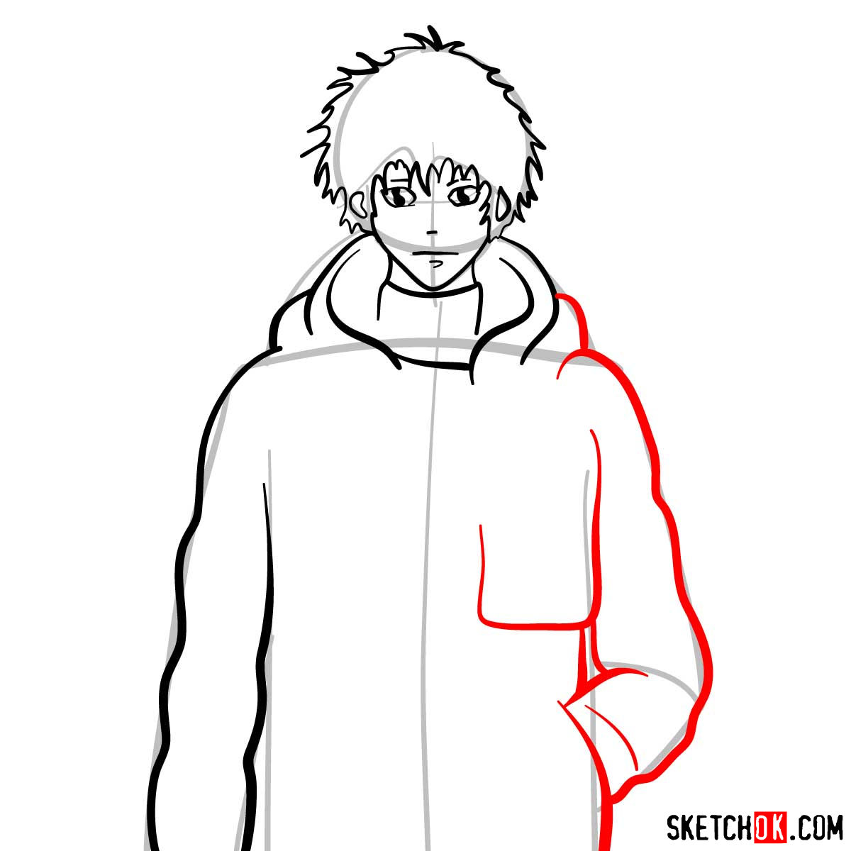How to draw Kirito Kamui | Psycho Pass - step 07