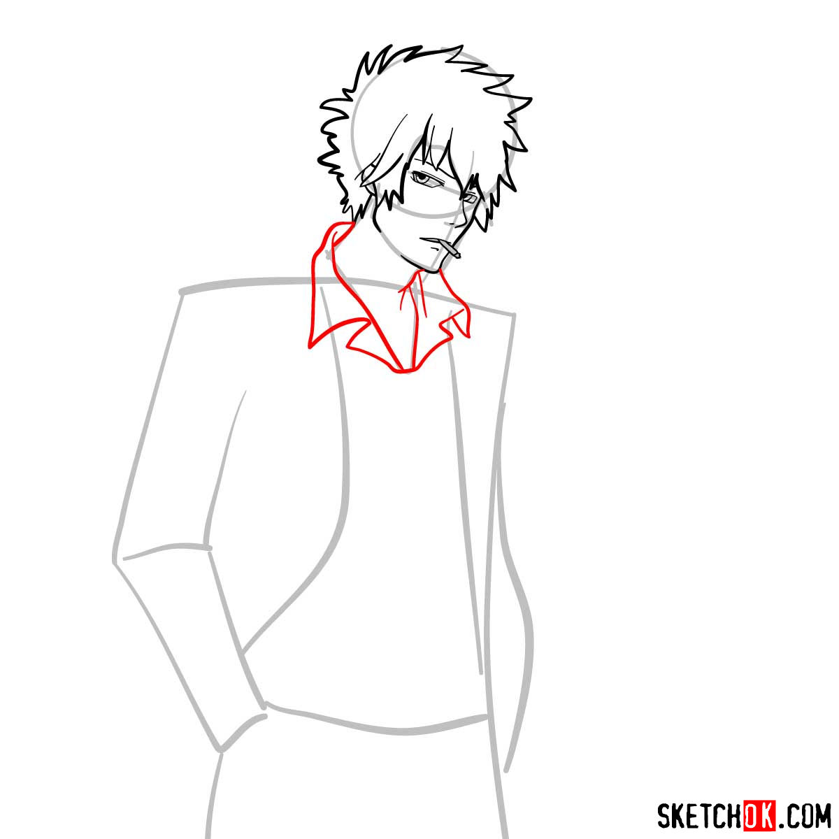 How to draw Shinya Kogami | Psycho Pass - step 07