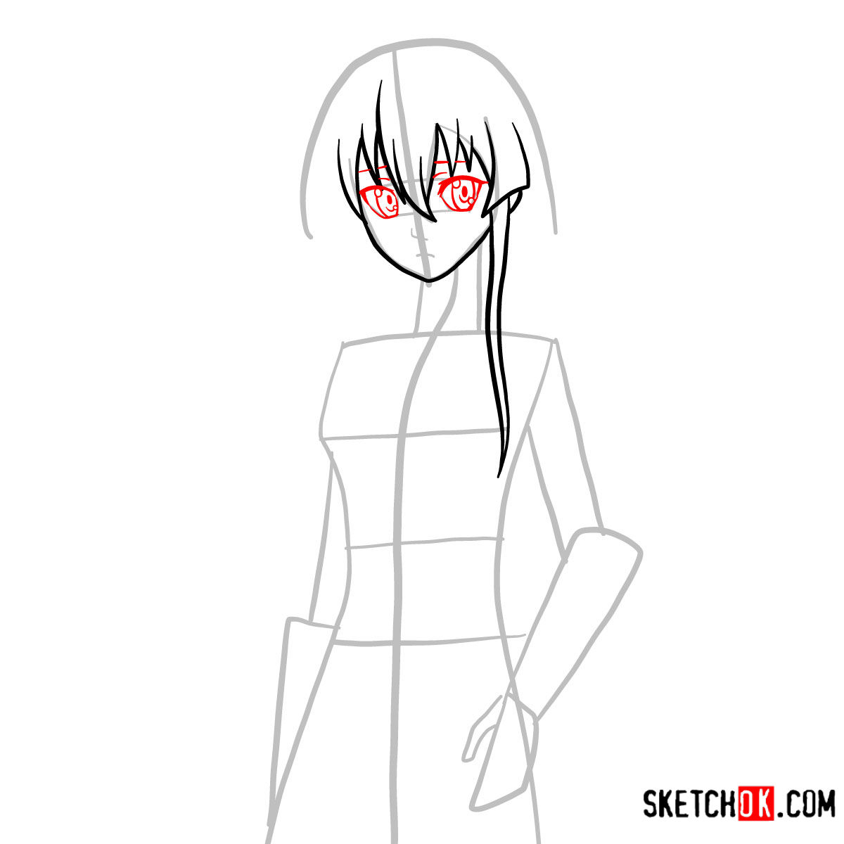 How to draw Akame | Akame Ga Kill - step 05