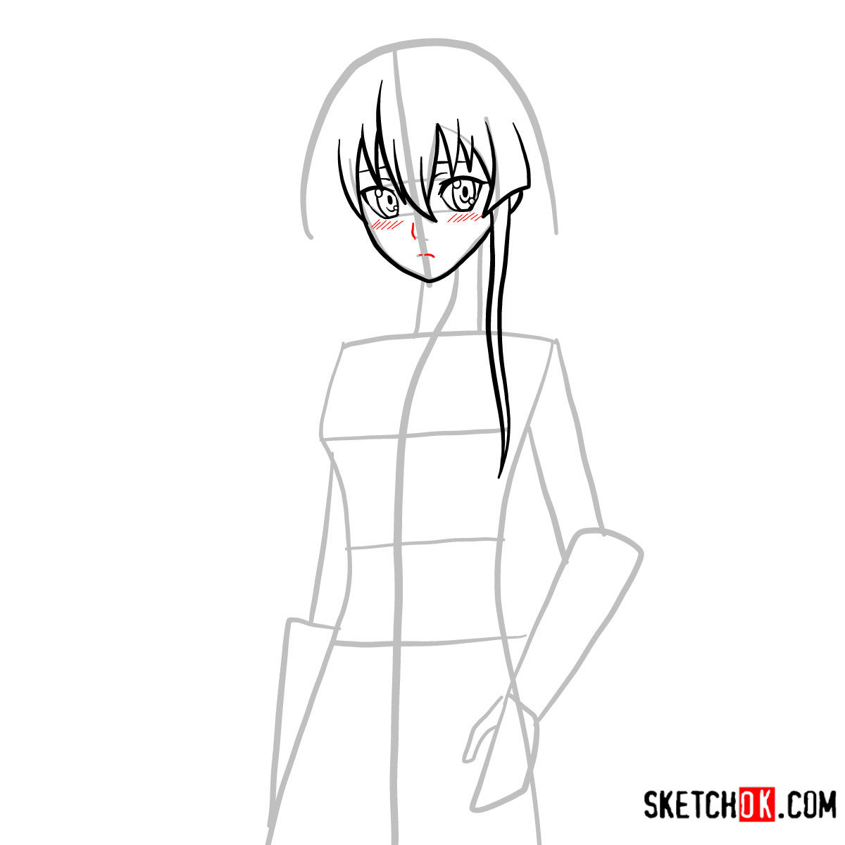 How to draw Akame | Akame Ga Kill - step 06