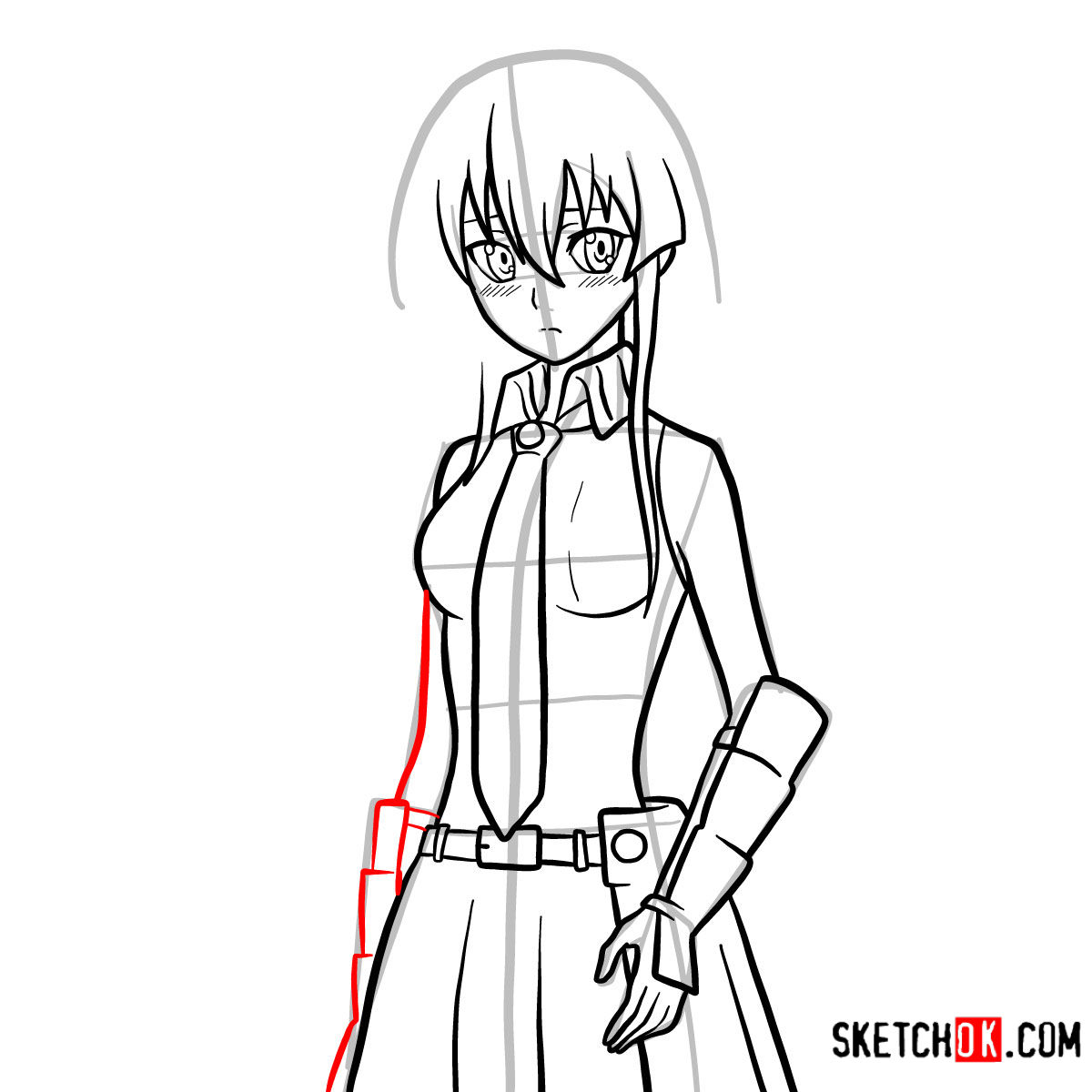 How to draw Akame | Akame Ga Kill - step 12