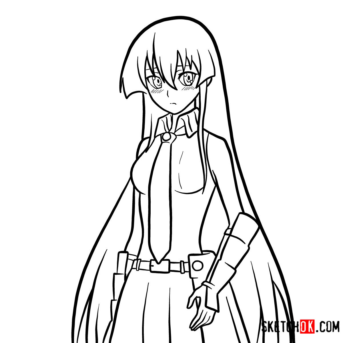 How to draw Akame Akame Ga Kill.