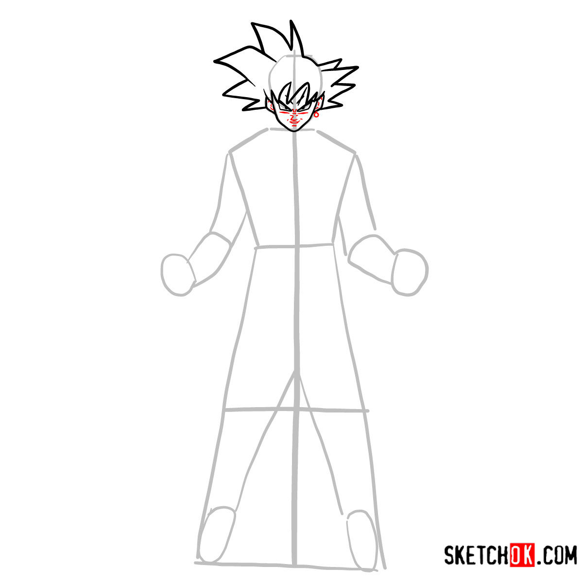 How to draw Goku Black | Dragon Ball anime - step 06