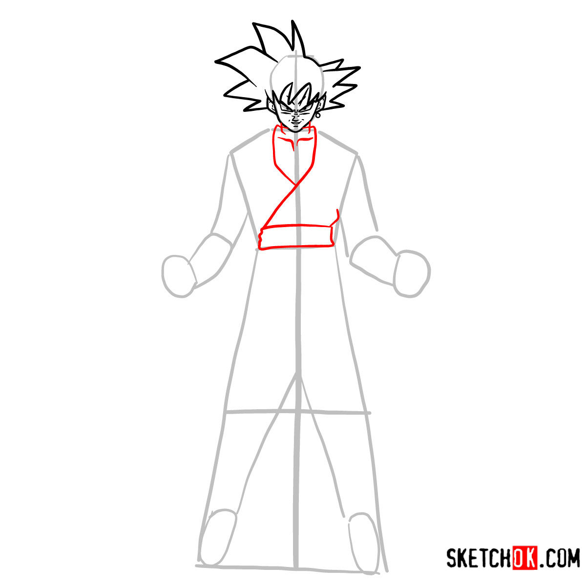 How to draw Goku Black | Dragon Ball anime - step 07