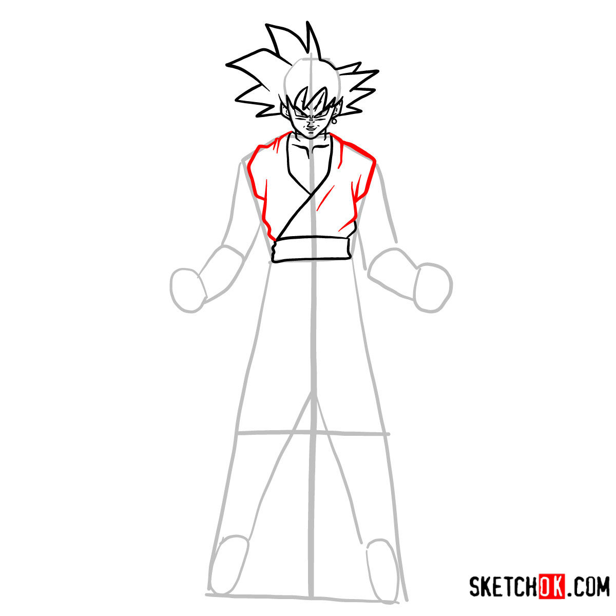 How to draw Goku Black | Dragon Ball anime - step 08