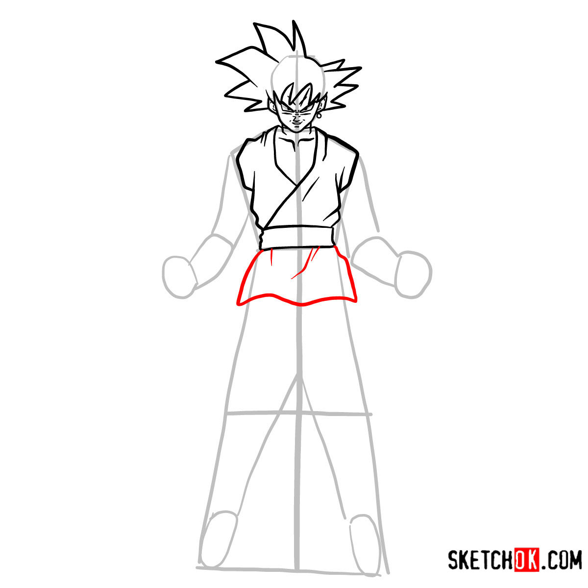 How to draw Goku Black | Dragon Ball anime - step 09