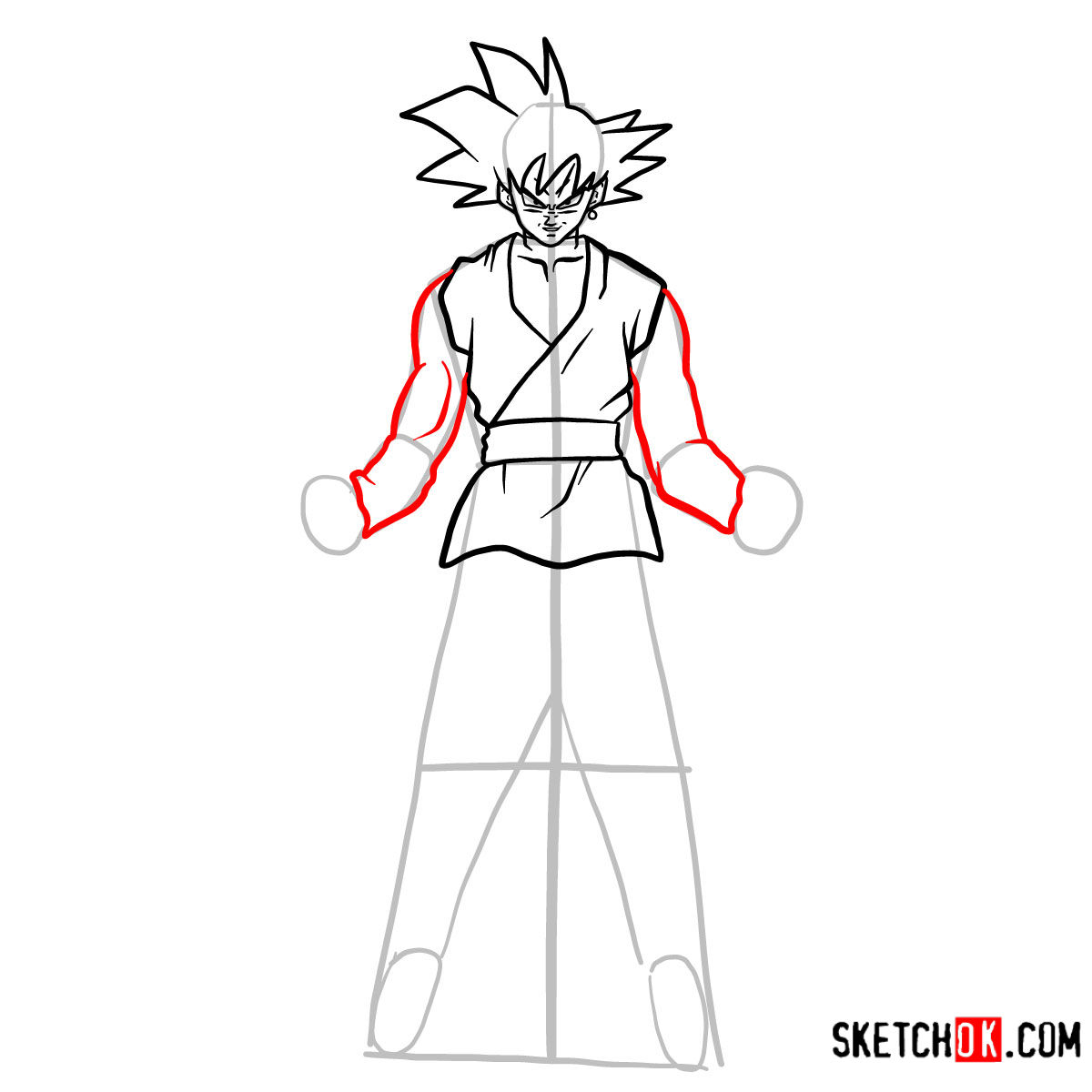 How to draw Goku Black | Dragon Ball anime - step 10