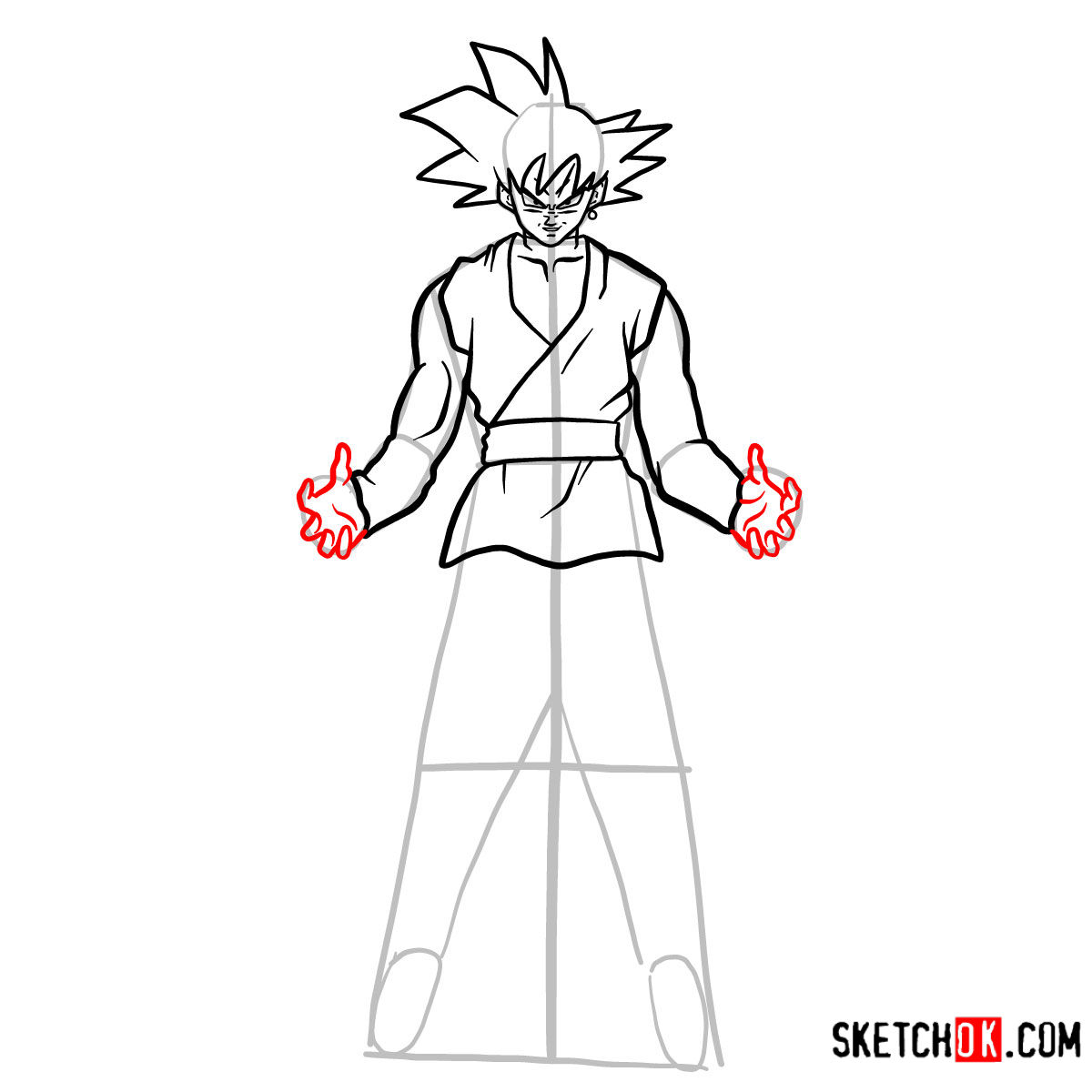 How to draw Goku Black | Dragon Ball anime - step 11