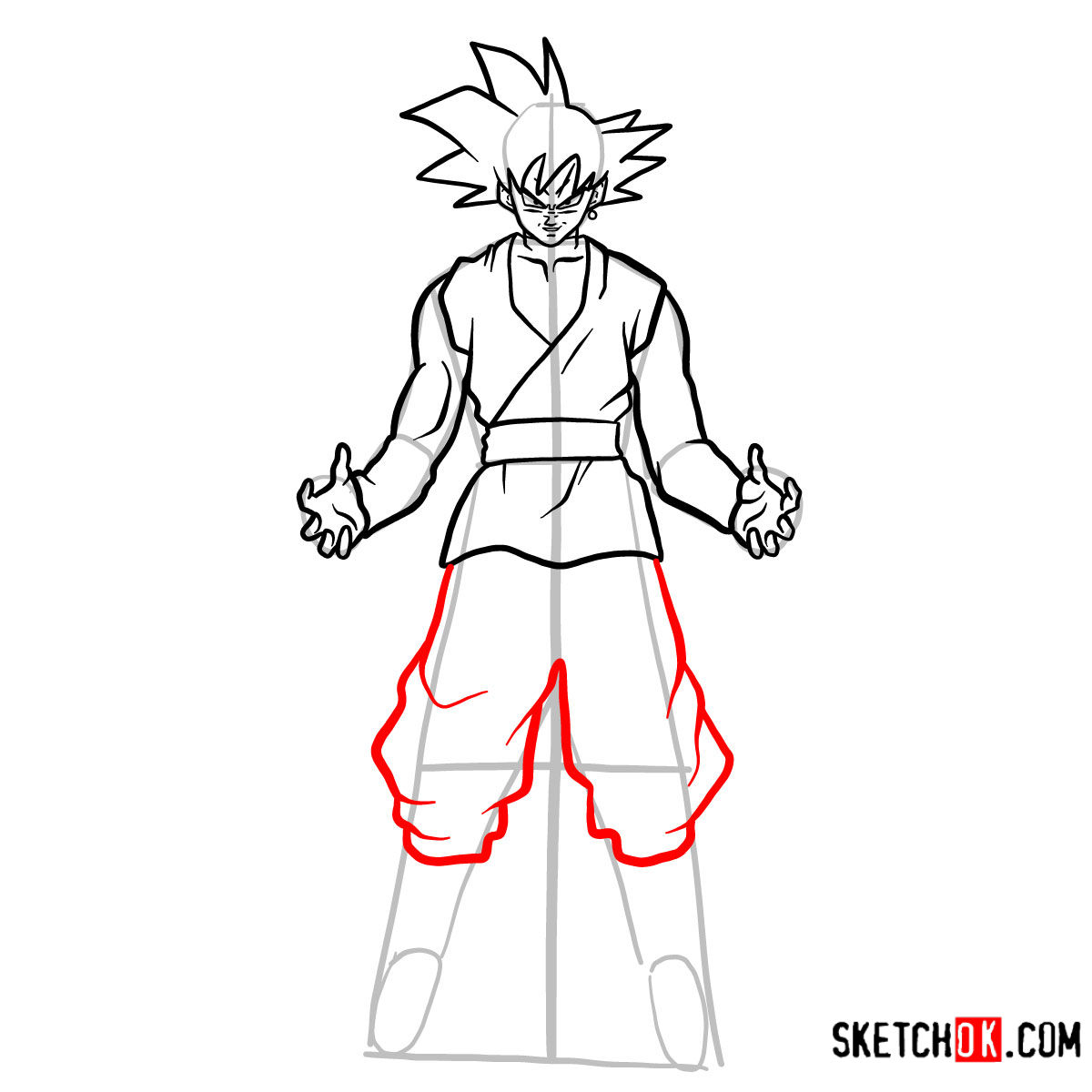 How to draw Goku Black | Dragon Ball anime - step 12