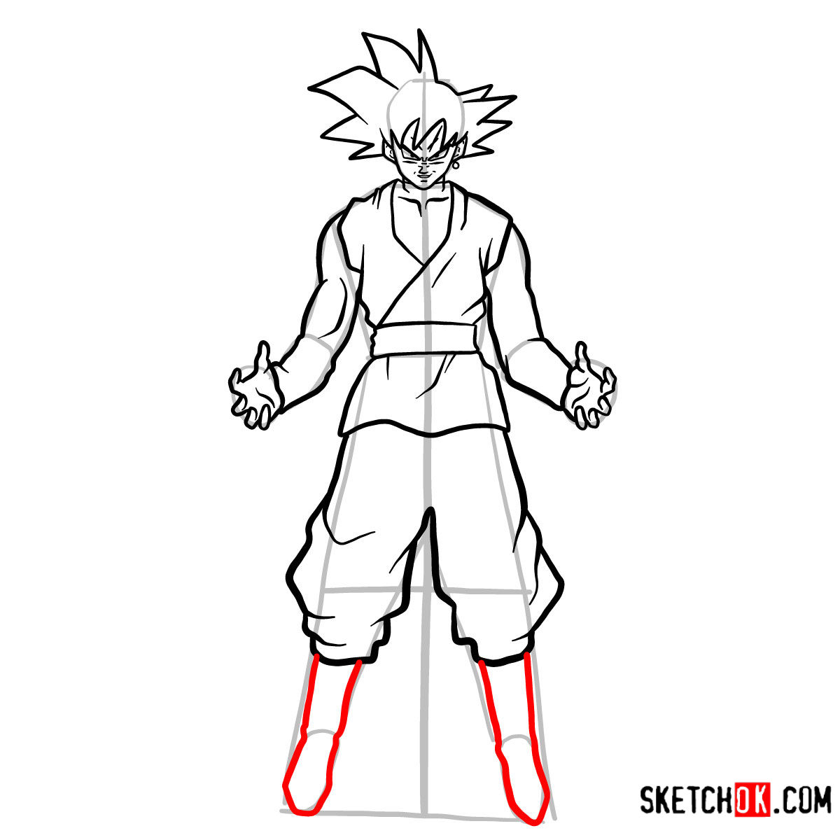 How to draw Super Saiyan 3 (Goku) - Sketchok easy drawing guides