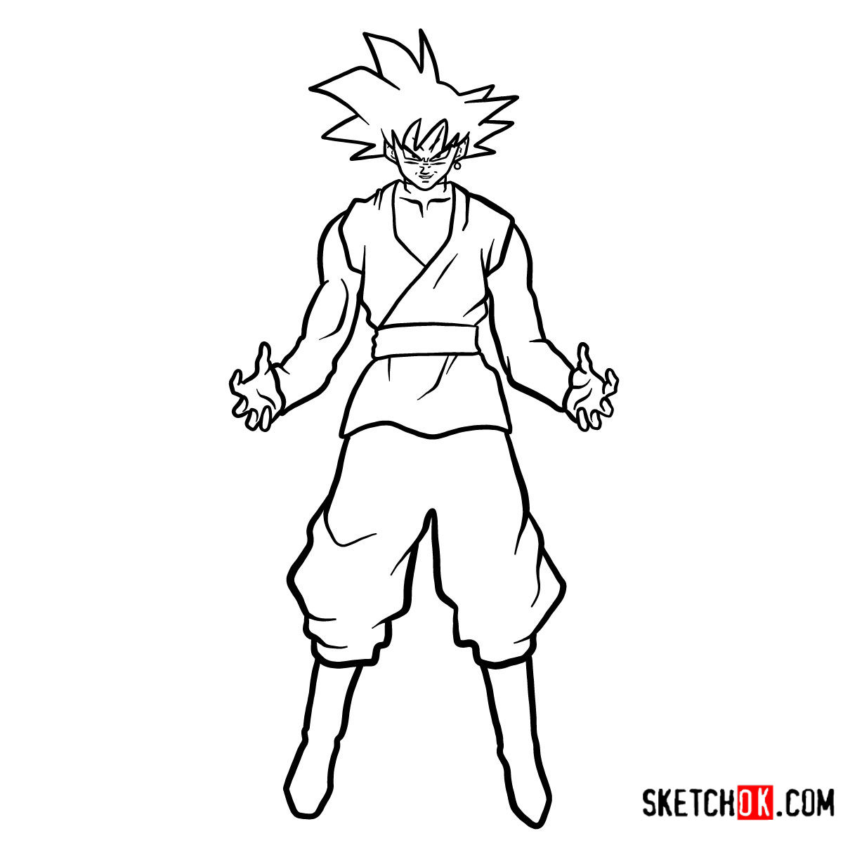 How to draw Goku Black | Dragon Ball anime - step 14