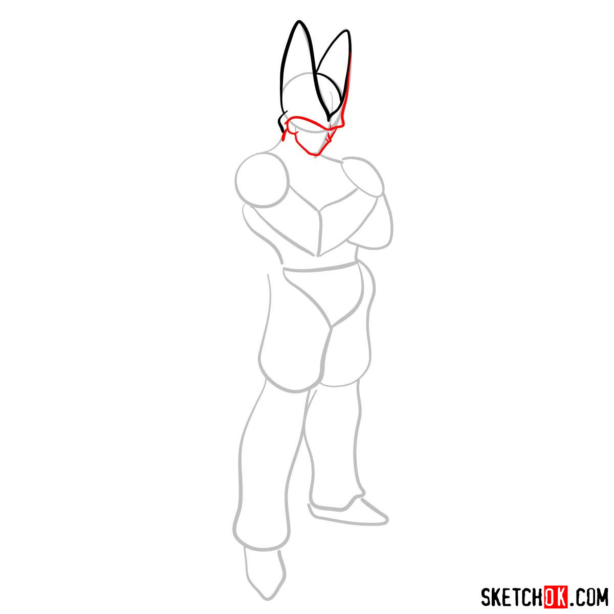 How to draw Cell | Dragon Ball anime - step 04
