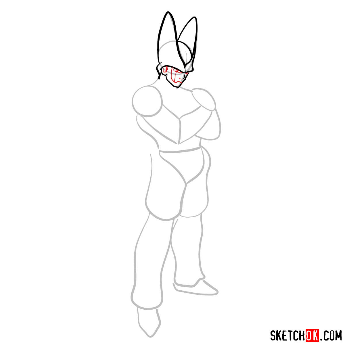How to draw Cell | Dragon Ball anime - step 05