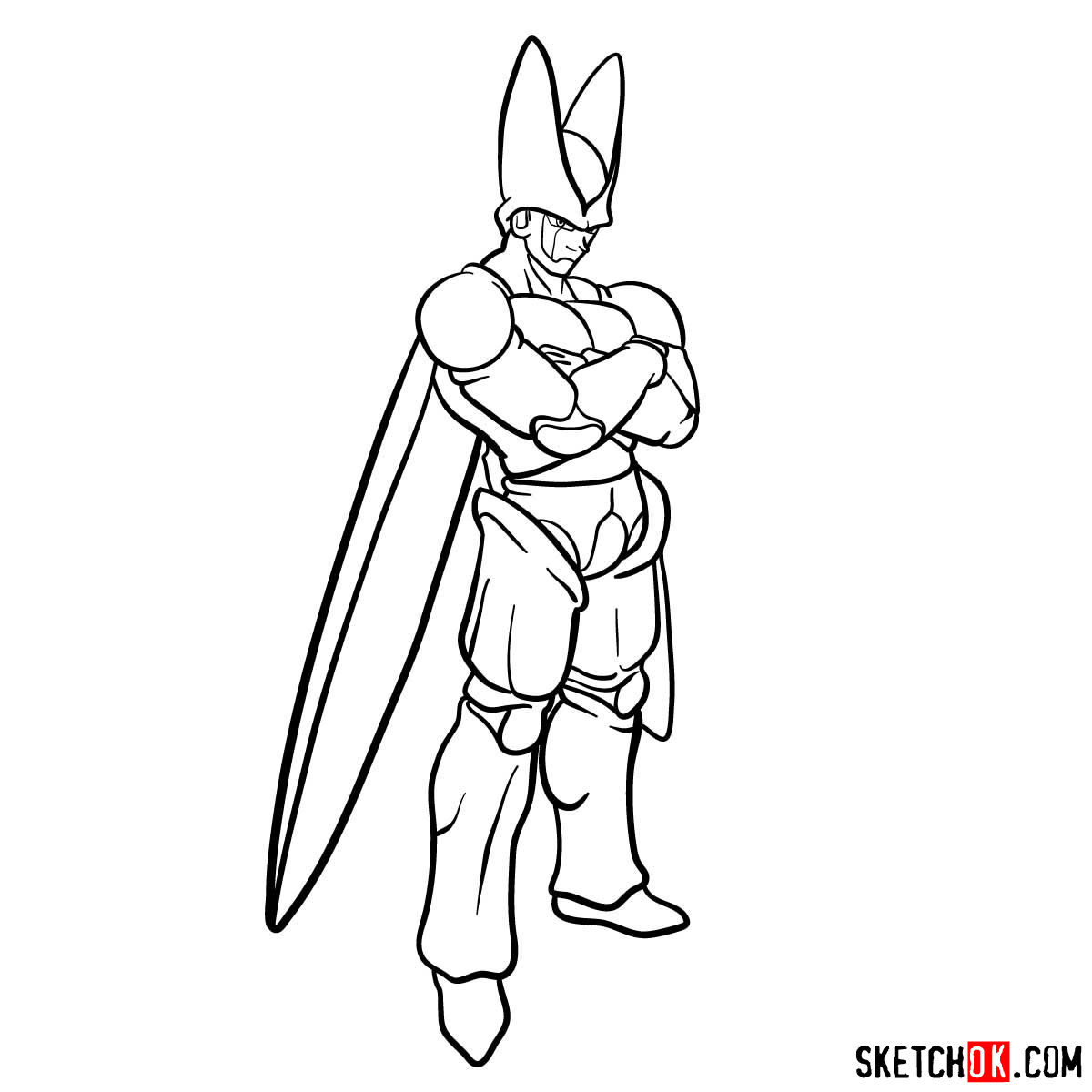 How to draw Cell | Dragon Ball anime - step 14