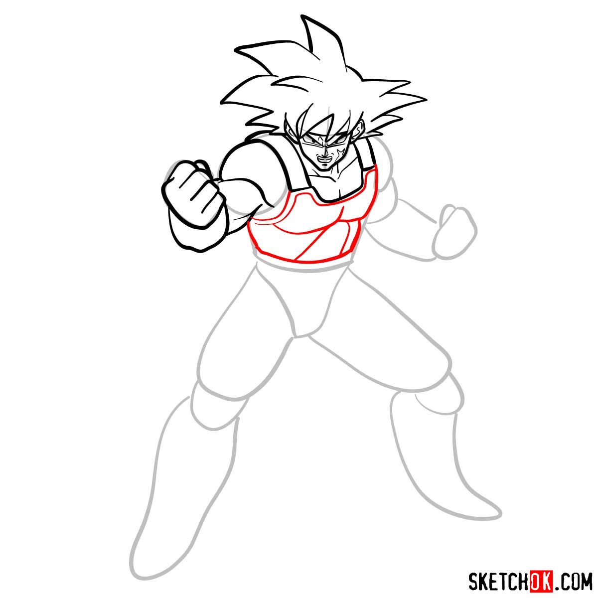 How to draw Bardock | Dragon Ball anime - step 09