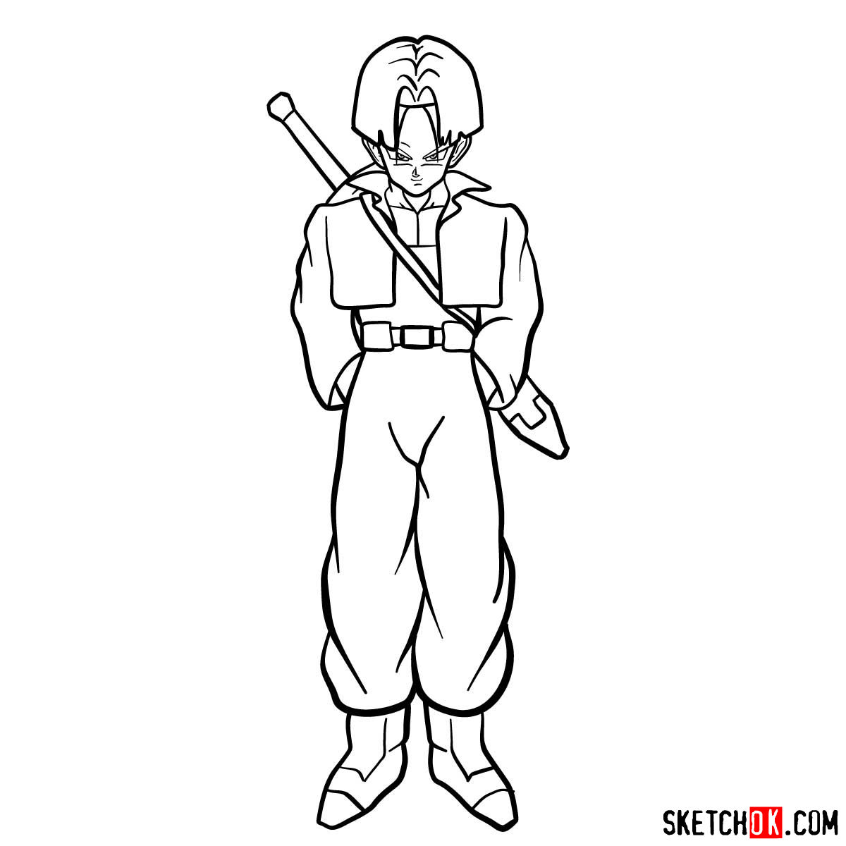 How to draw Trunks | Dragon Ball anime - step 13