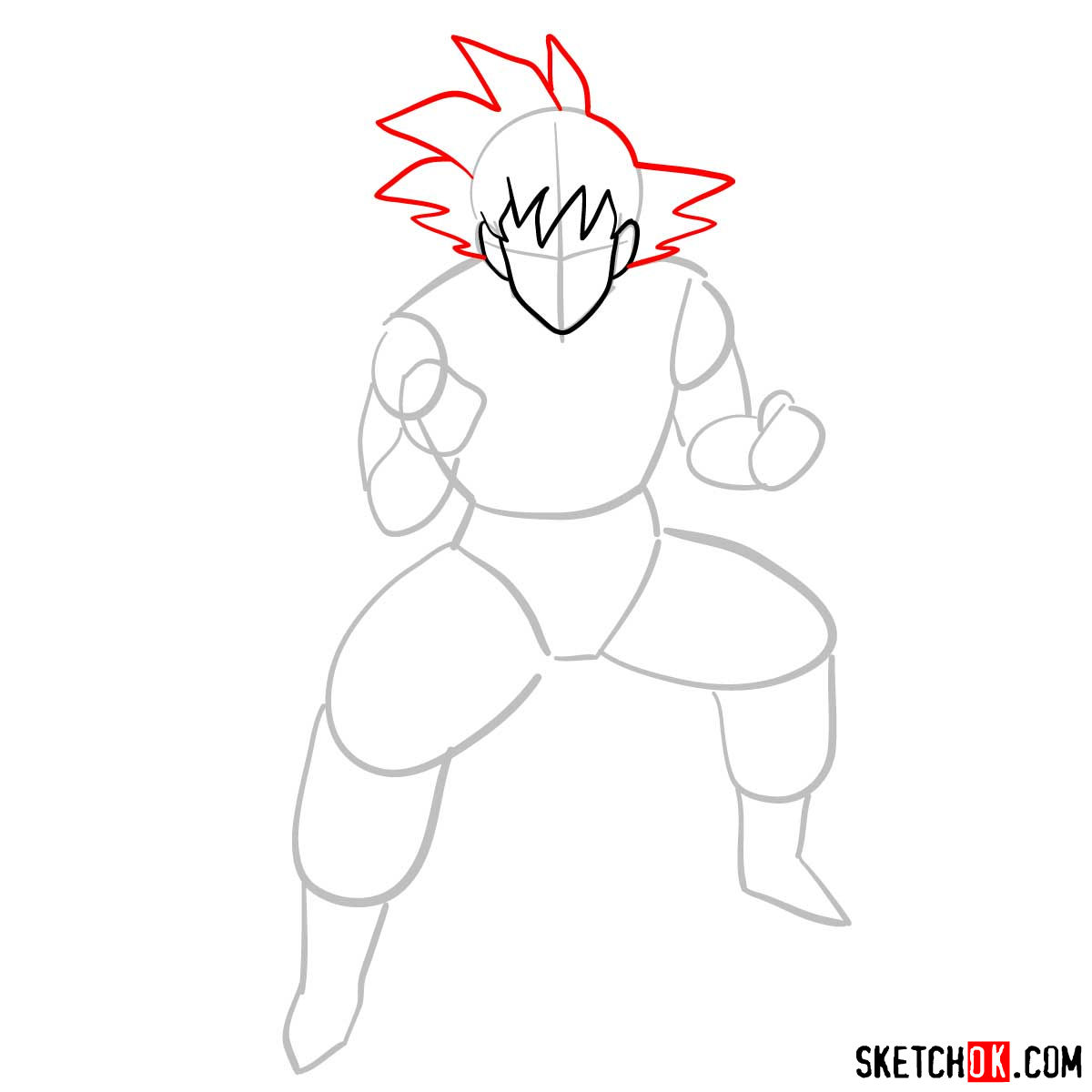 How to draw Goku | Dragon Ball anime - step 04