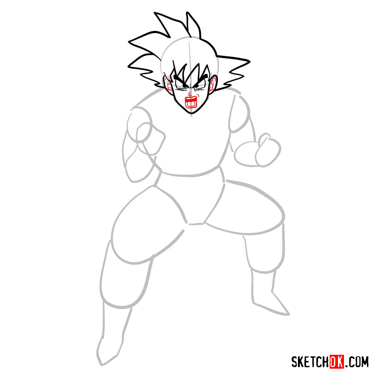 How to draw Goku | Dragon Ball anime - step 06