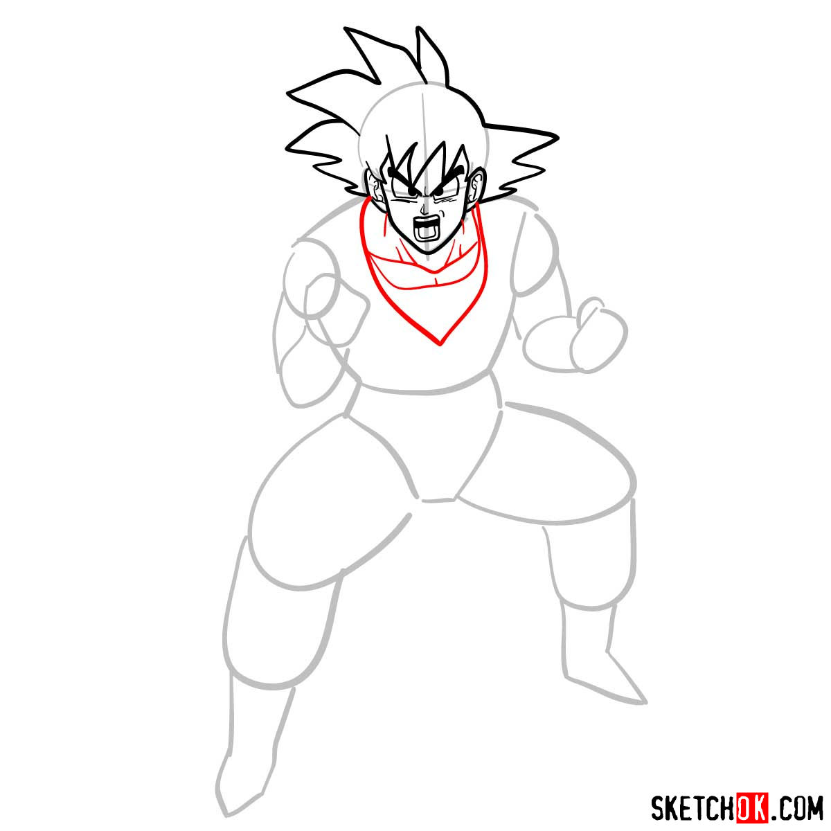 How to draw Goku | Dragon Ball anime - step 07
