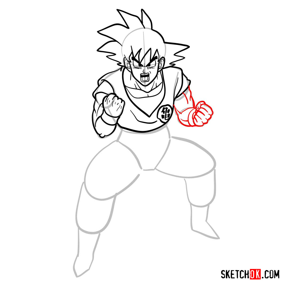 How to draw Goku | Dragon Ball anime - step 11