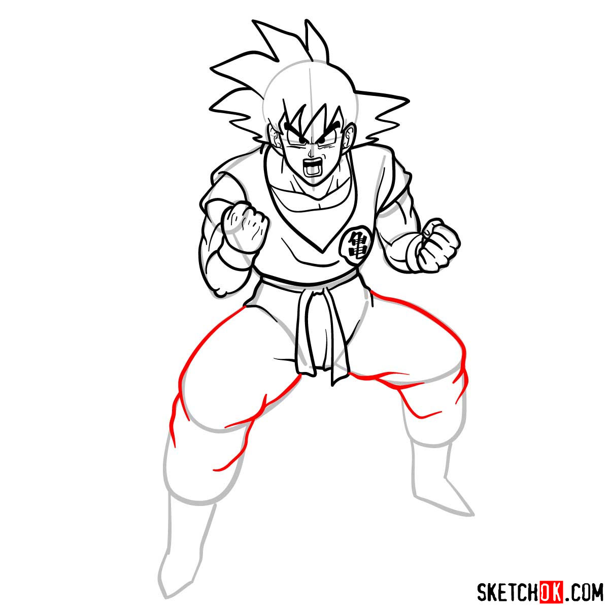 How to draw Goku | Dragon Ball anime - step 13