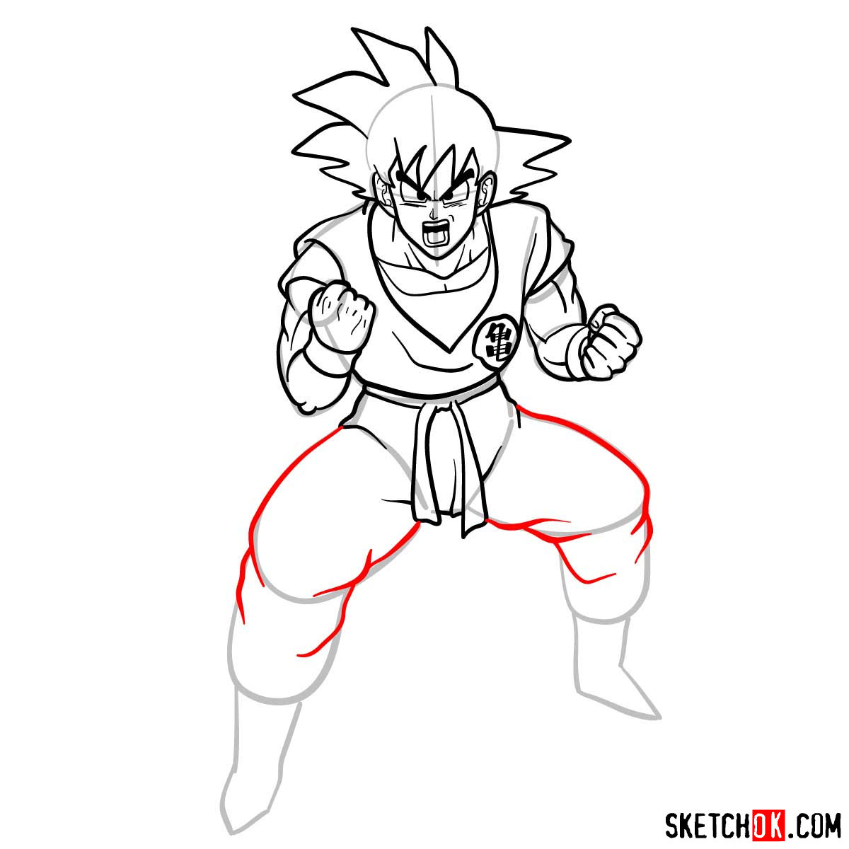 How to draw Super Saiyan 3 (Goku) - Sketchok easy drawing guides