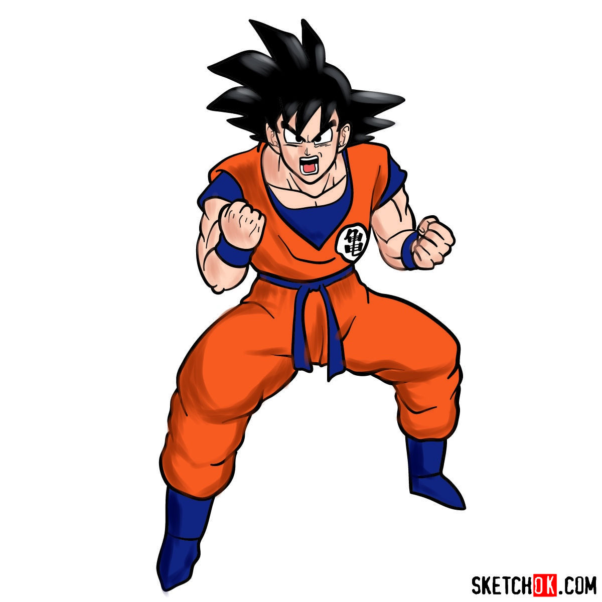 How to draw Goku | Dragon Ball anime - Sketchok easy drawing guides