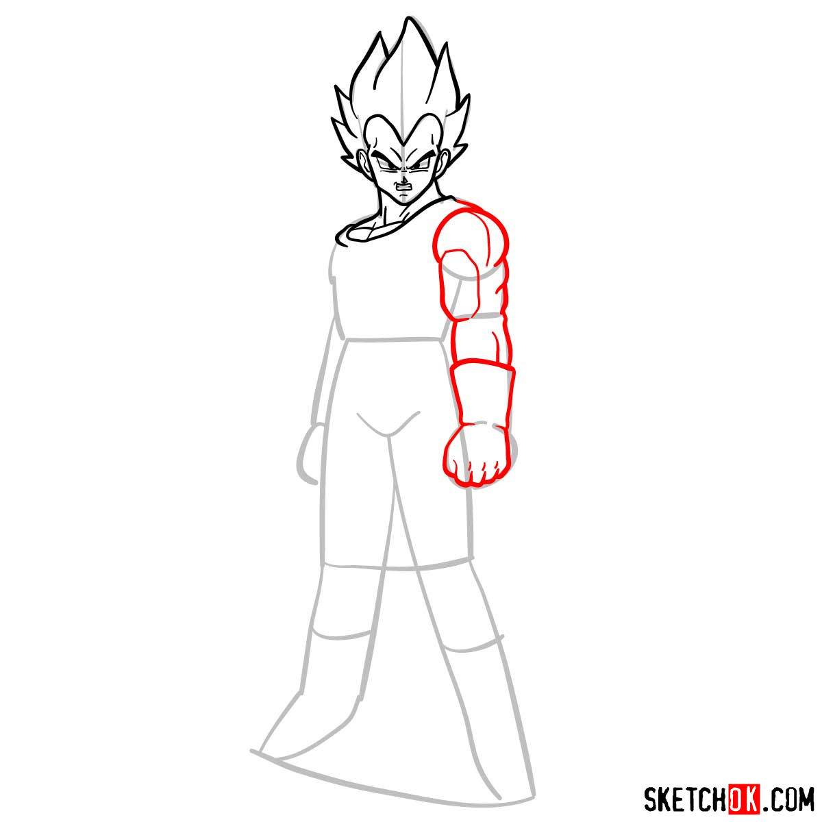 How to draw Vegeta | Dragon Ball anime - step 08