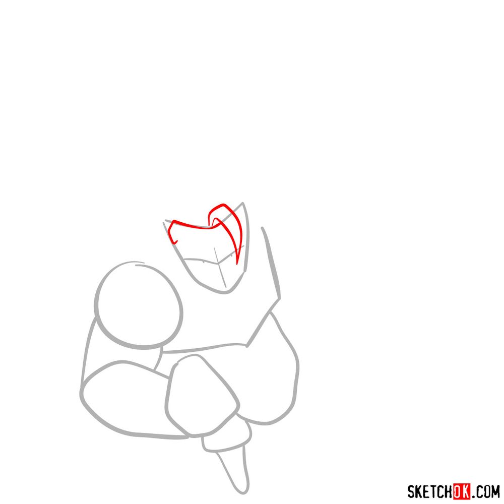 How to draw Super Saiyan 3 (Goku) - step 03