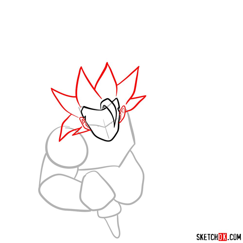 How to draw Super Saiyan 3 (Goku) - step 05