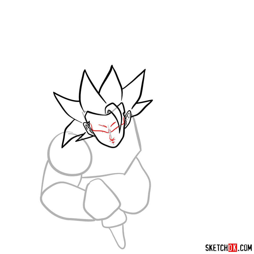 How to draw Super Saiyan 3 (Goku) - step 06