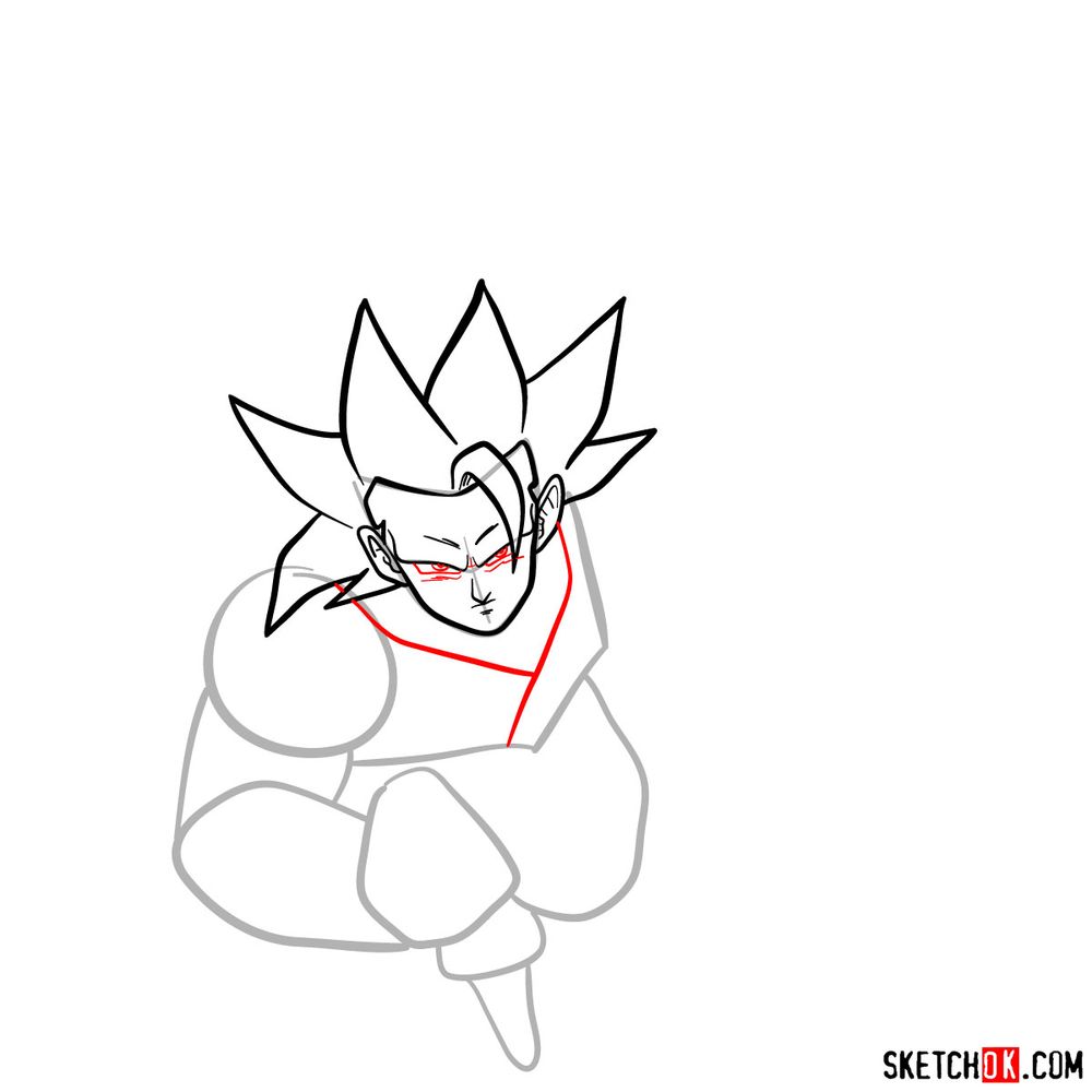 How to draw Super Saiyan 3 (Goku) - step 07