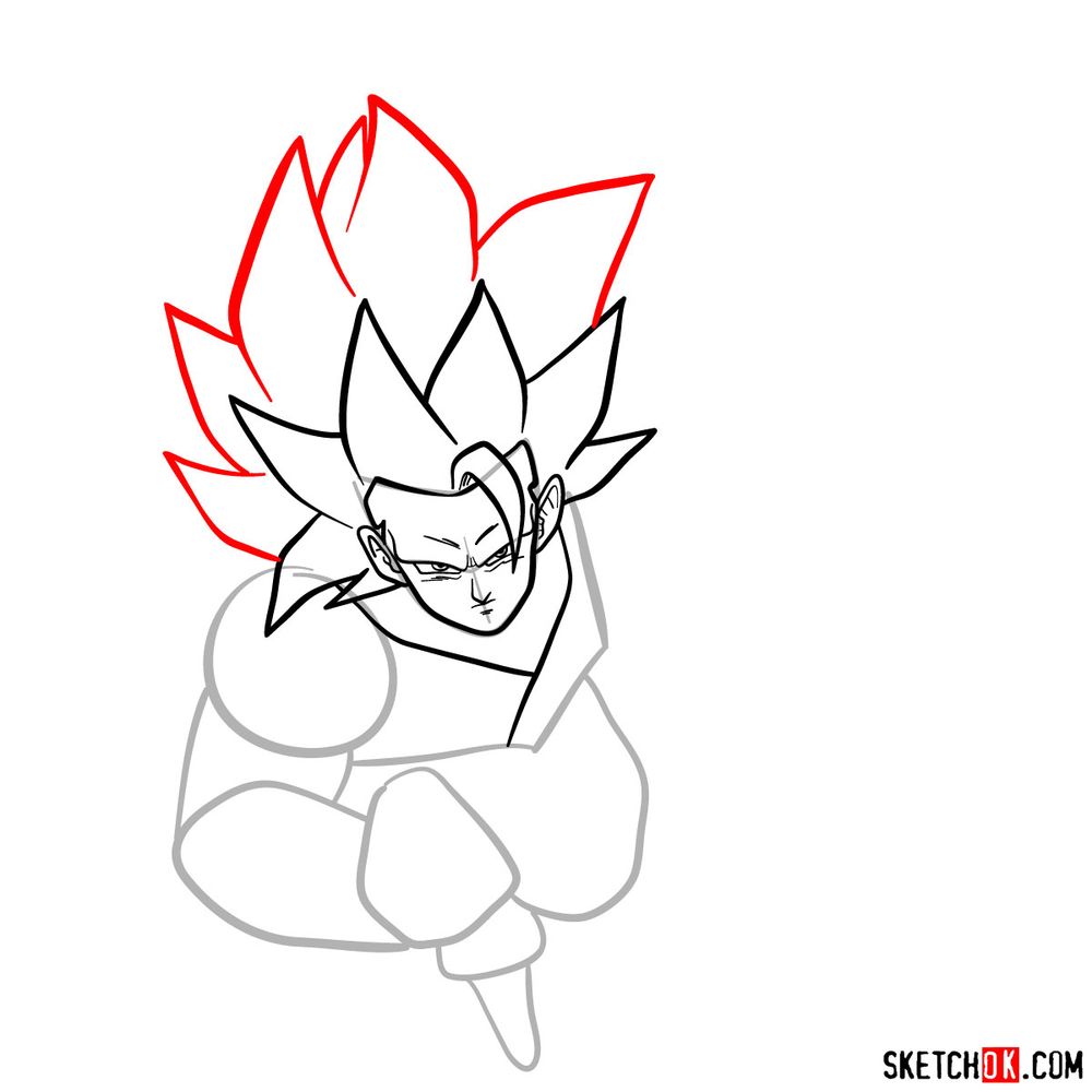 How to draw Super Saiyan 3 (Goku) - step 08