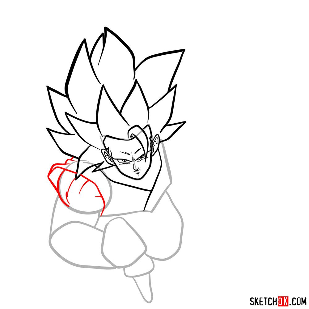 How to draw Super Saiyan 3 (Goku) - step 09