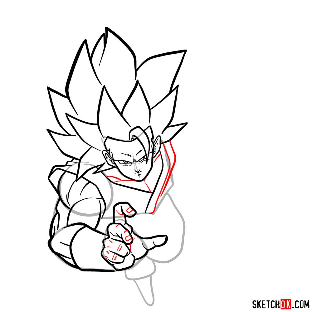 How to draw Super Saiyan 3 (Goku) - step 12