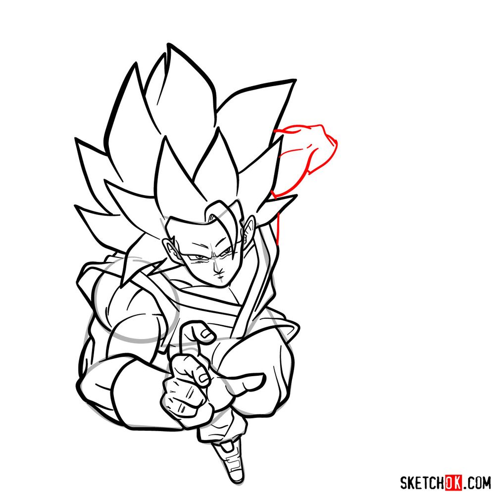 How to draw Super Saiyan 3 (Goku) - step 15