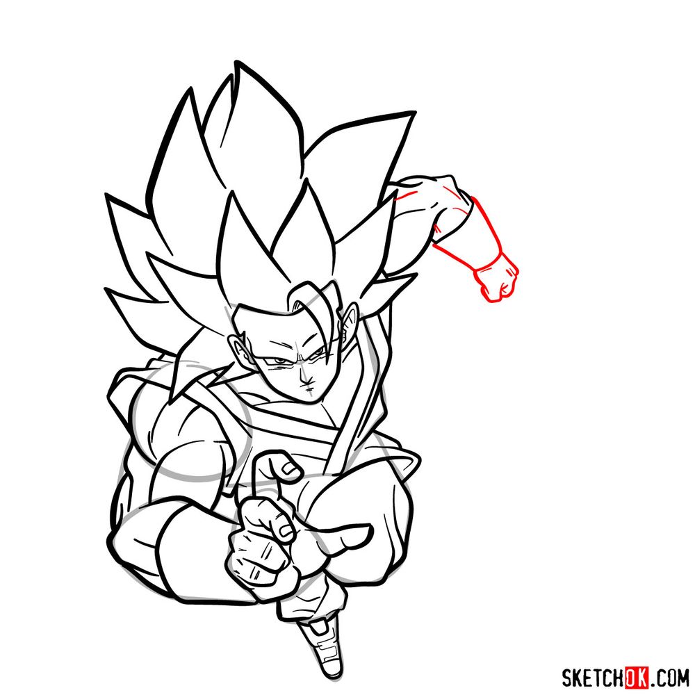 How to draw Super Saiyan 3 (Goku) - step 16