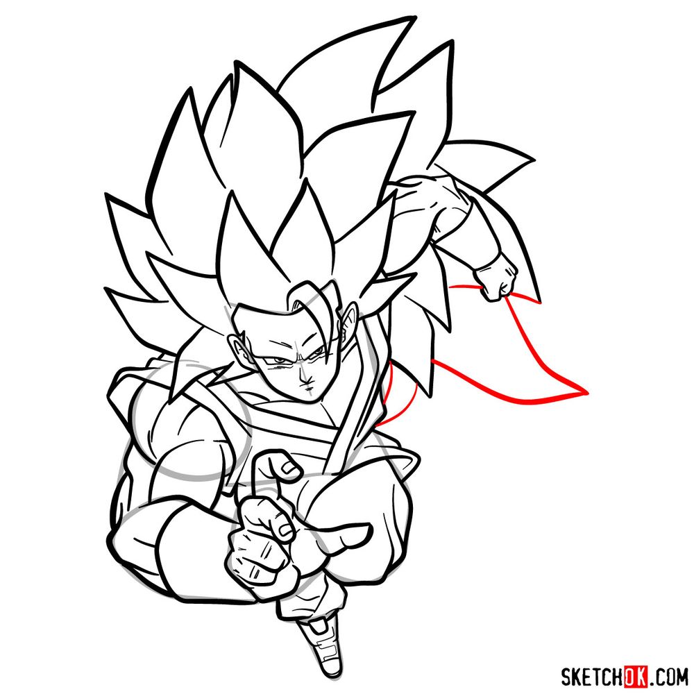 How to draw Super Saiyan 3 (Goku) - step 18